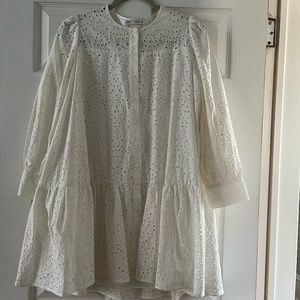 Zara Eyelet Long Sleeve Mini Dress